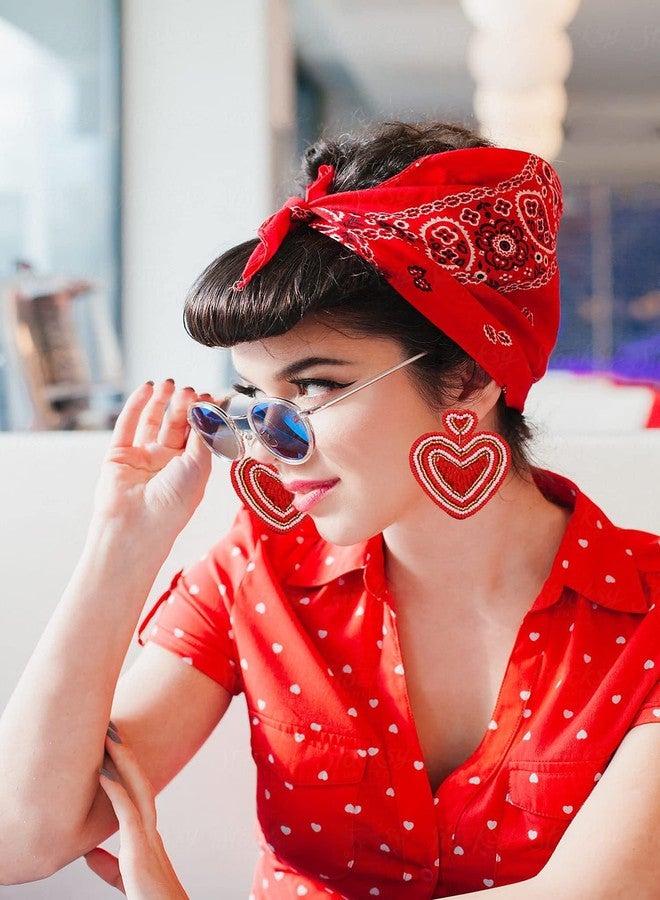 ARATLENCH Heart Earrings for Women Hypoallergenic Beaded Statement Dangle Earrings Boho Handmade Red Love Heart Bead Drop Dangling Earrings Valentine’s Day Earrings Jewelry Gift, beads, beads - Image 3