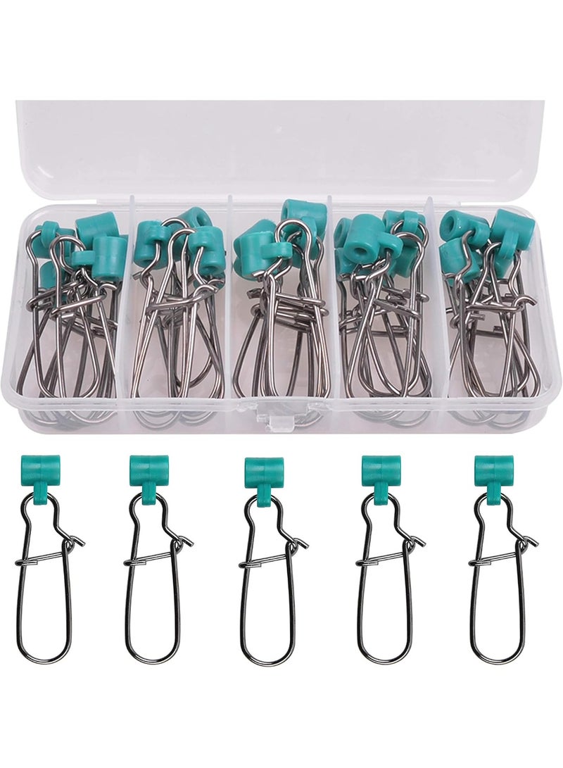 Shaddock Fishing Fishing Line Sinker Slides Catfishing Rigs 25pcs Heavy Duty Fishing Weight Slider with Duo Lock Snaps Sinker Line Connector for Saltwater Surf Bottom Fishing Fish Fider Rig, Green - Image 1