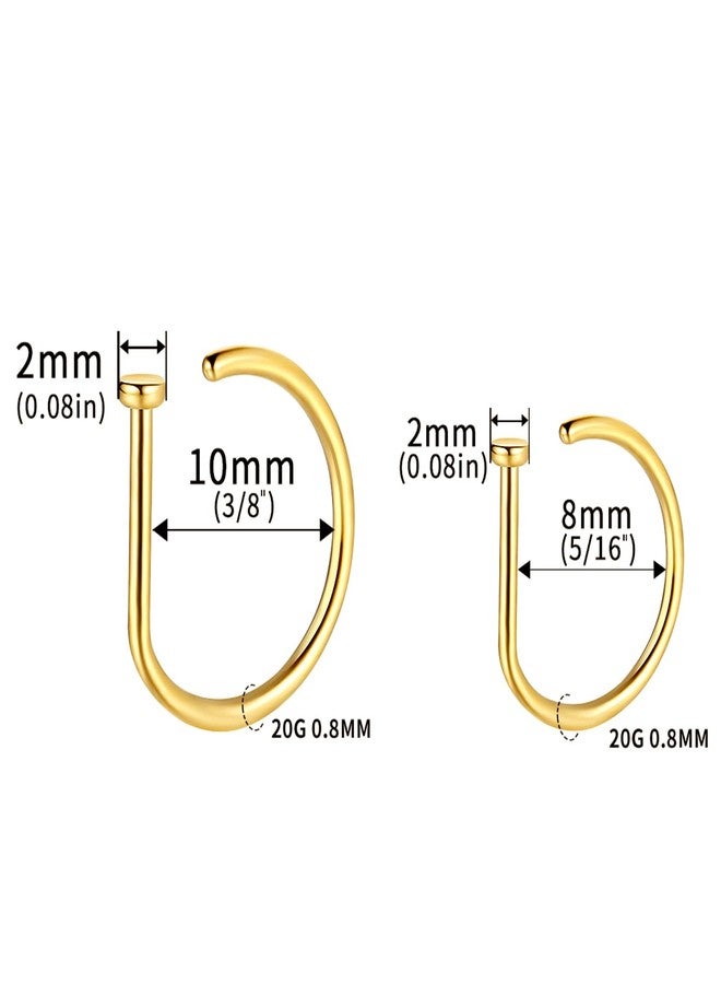 VOJO G23 Titanium 20G Nose Rings Hoops L Shaped Screw Nose Studs Diamond Small Piercing Jewelry for Women Men, 20G 8mm+10mm, Titanium, cubic zirconia - Image 5