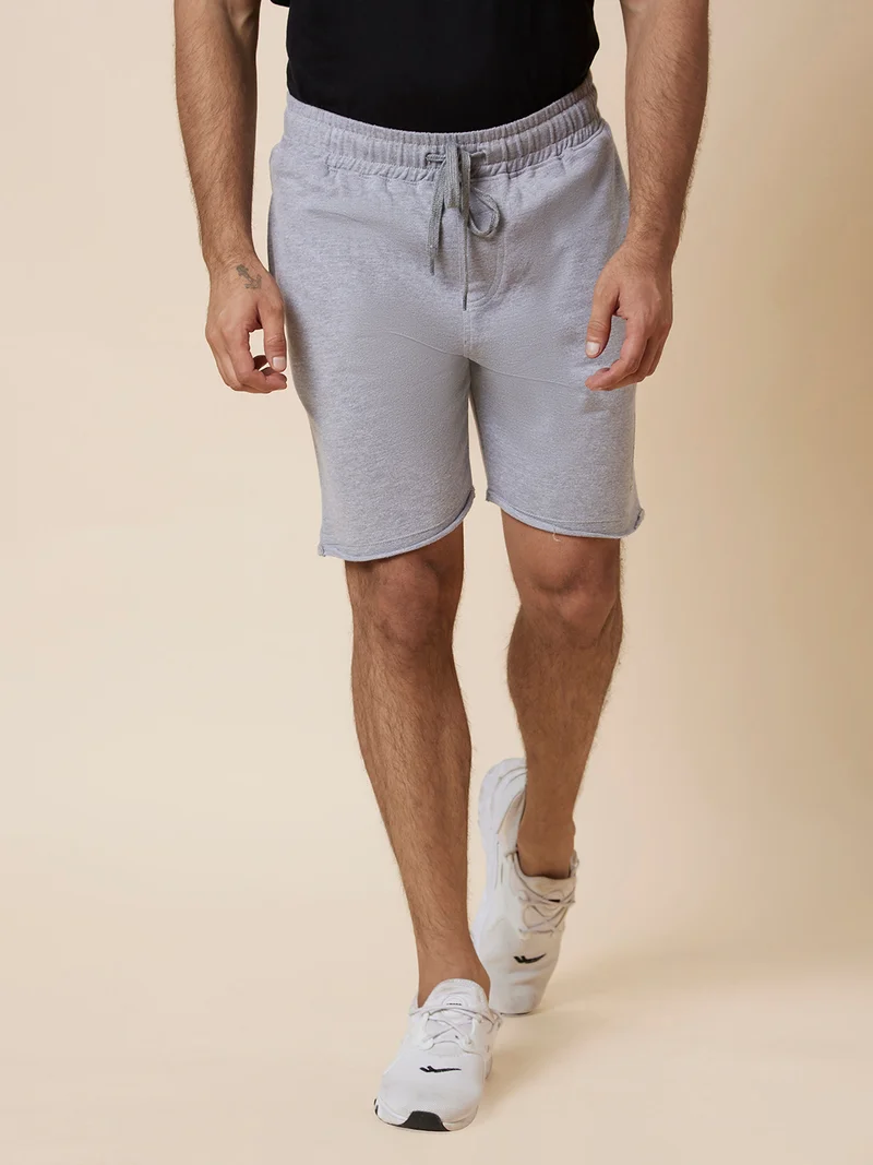 جلو باص شورت رياضي رجالي رمادي بقصة عادية