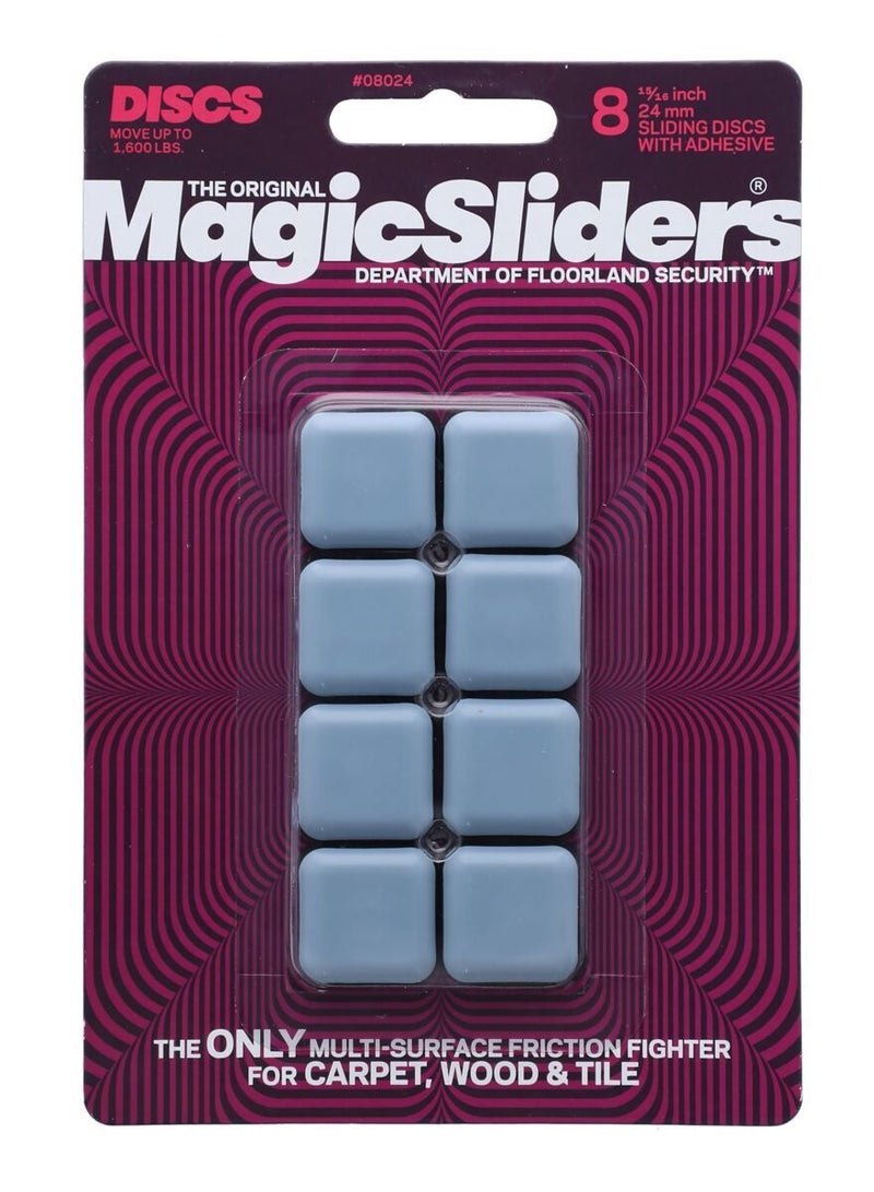Magic Sliders 8-Piece Square Floor Sliders Blue 24mm - Image 1