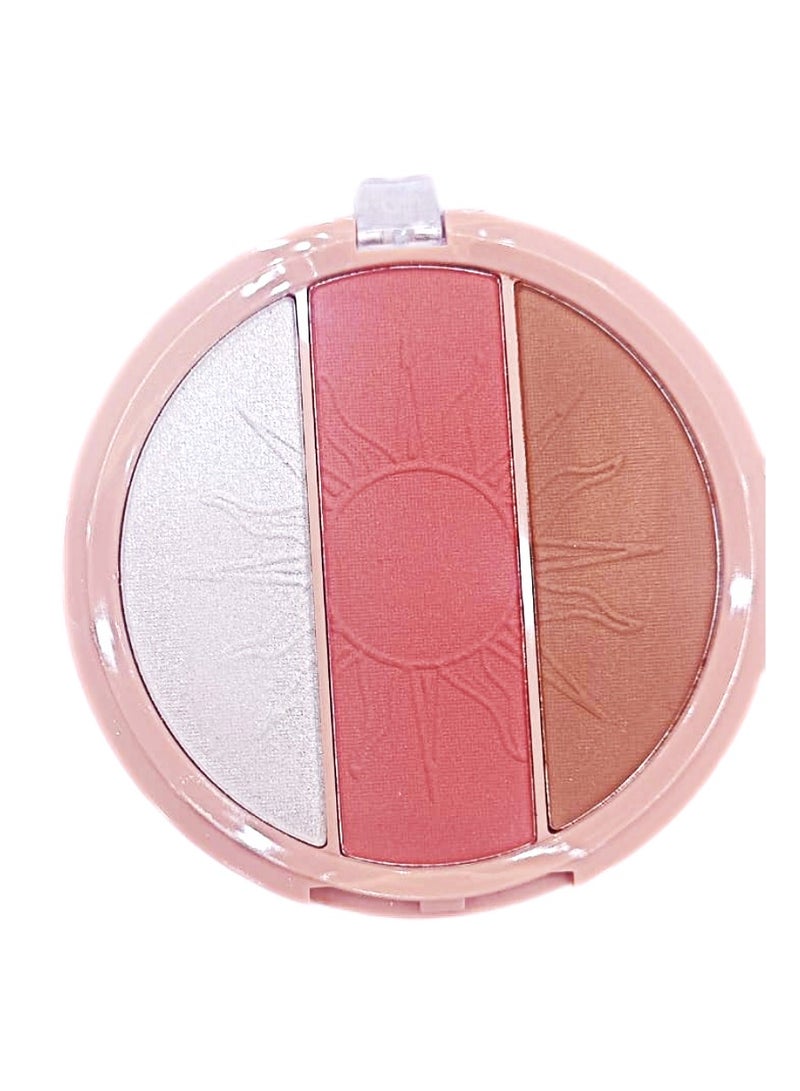 SevenCool Fashion Makeup Trio Contour 3-in-1 Palette - Sculpting Contour Blush Highlighter Set - 10.8g - Image 2