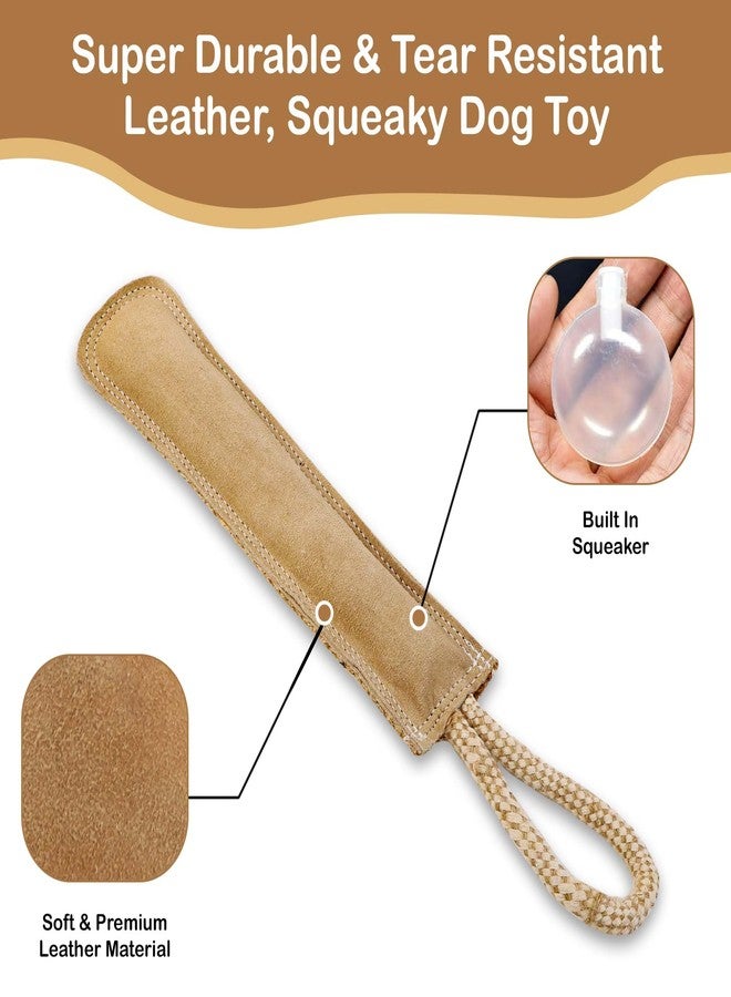 سبوت لعبة SPOT Dura-Fused Leather Retriever للكلاب - جلد طبيعي وقماش الجوت، خياطة مزدوجة ومتينة، لعبة شد تفاعلية تصدر صوت صرير مع مقبض حبل للكلاب التي تمضغ بشكل معتدل، لعبة جلب محشوة ناعمة، 15 بوصة - Image 3