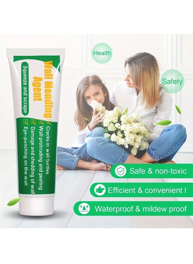 Wall Mending Ointment Cream 3 Pcs ,Drywall Repair Kit， Wall Mending Agent with scraper Easy to Fill The Holes for Home Wall, Plaster Dent Repair - Image 2
