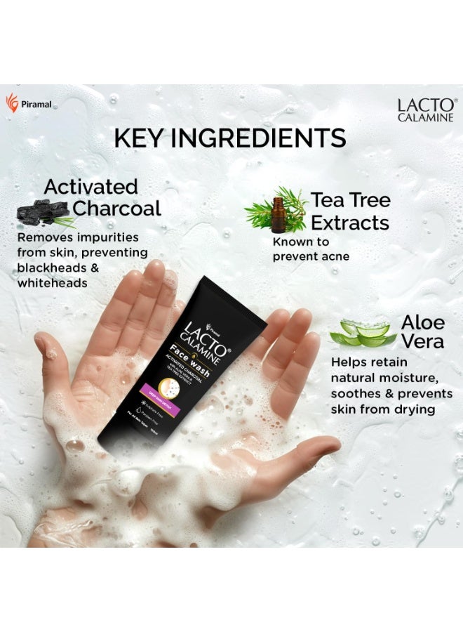 Lacto Calamine Charcoal Activates Face Wash Aloe Vera & Tea Tree Extract for Deep Skin Detox. Removes impurities & fights blackheads & whiteheads. No Sulphates, No Paraben - (100 ml x Pack of 2) - Image 5