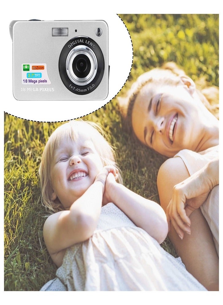 Generic 2.7 Inch Tft 18Mp 8X Zoom Digital Camera Mini Anti-Shake Full HD Digital Video Camera(Silver)  - Image 5
