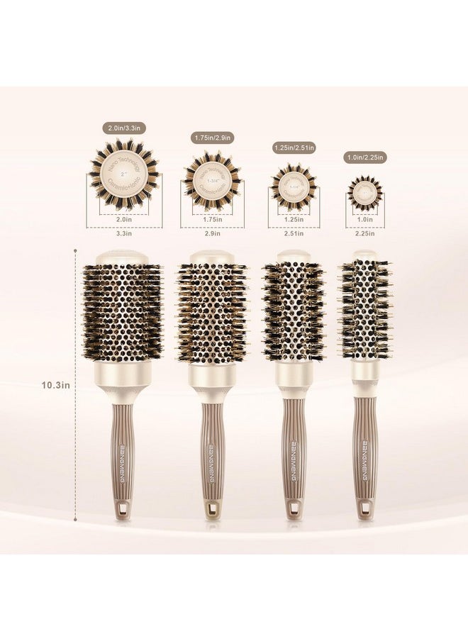 BANGMENG BANGMENG Round Barrel Anti-Static Hair Brush with Boar Bristles, Nano Thermal Ceramic Ionic Tech | For Extra Shine | Protect Hair, Enhance Texture, For Straightening & Drying (1 1/4 inch)  - Image 3