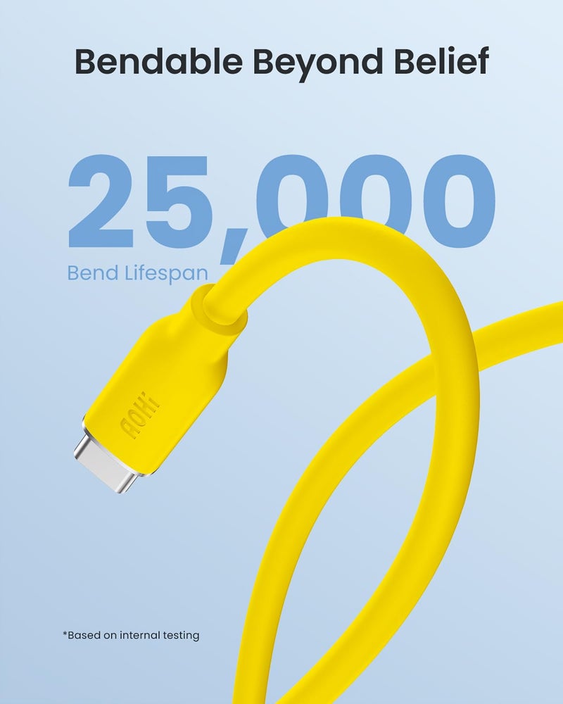 AOHI 140W USB C to USB C Cable PD 3.1 Type C Fast Charging Cable Fast Charge for MacBook Pro, iPhone 15 Pro Max Plus, iPad Pro/Air, Galaxy S23Ultra, Pixel, Switch, 3.3ft, Yellow - Image 5