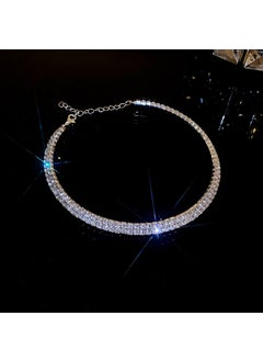 Luxury Butterfly Rhinestone Pendant Necklace 23# collar-Silver-double layer