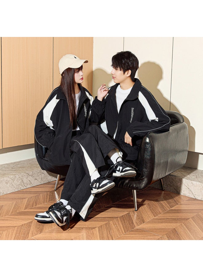 TonLion Men's Couple Set Stand Collar Patchwork Casual Jacket - Image 5