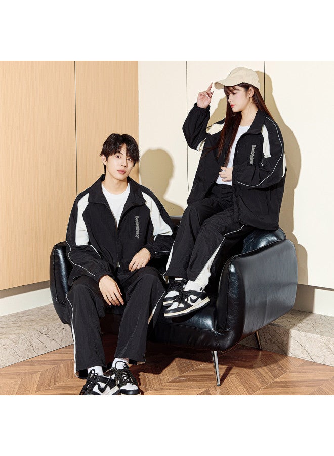 TonLion Men's Couple Set Stand Collar Patchwork Casual Jacket - Image 4