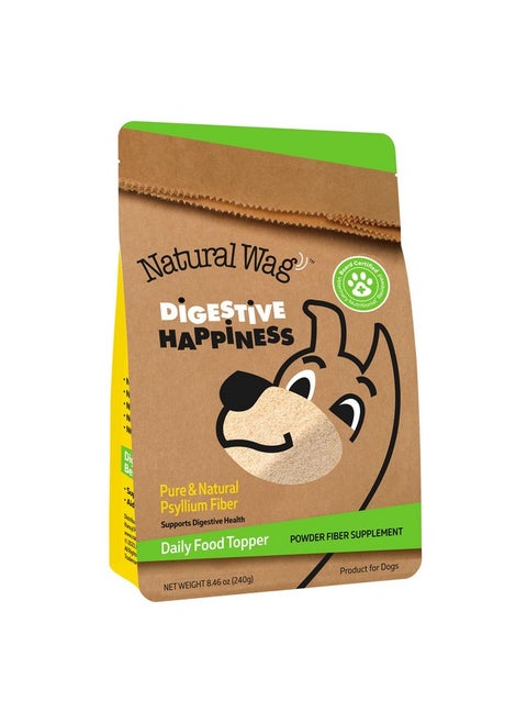 Natural Wag Digestive Happiness For Digestion & General Health Supplement For Dogs - Psyllium Husk Fiber - Relieve Digestive Conditions, Optimize Stool, And Improve Health