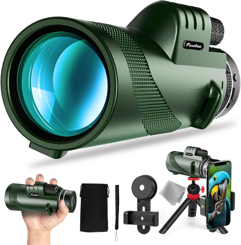 Pankoo 40X60 Monocular Telescope with Smartphone Holder & Tripod, 2021 Power Prism Compact Monoculars for Adults Kids HD Monocular Scope for Bird Watching Hunting Hiking Concert Travelling - Image 1