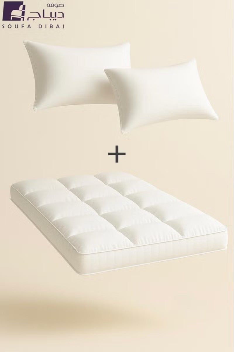 Soufa Dibaj Package | Comfort Mattress Topper 14 cm and 2 Hotel Pillows - Image 1