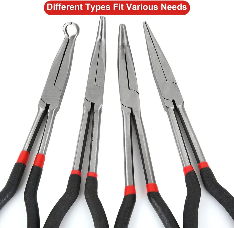 DIRBUY Long Needle Nose Pliers Set - 4 in 1 Bent Needle Nose Pliers 90 Degree - 11 inch Spark Plug Wire Removal Tool for Wire Bending,Shaping,Trimming - Image 4
