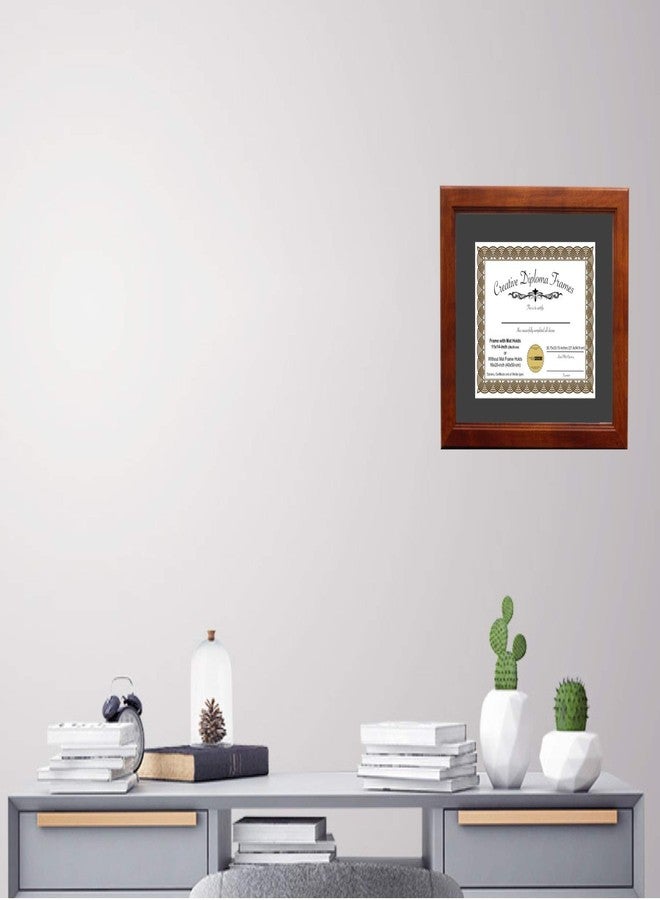 Creative Picture Frames 10x12 Walnut Finish Diploma Frame with Black Mat Glass Easel and Installed Wall Hangers | Frame Holds11x14 Media without Mat - Image 5