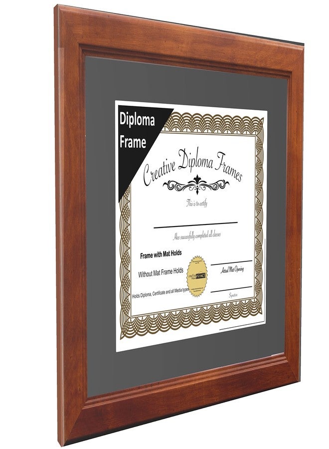 Creative Picture Frames 10x12 Walnut Finish Diploma Frame with Black Mat Glass Easel and Installed Wall Hangers | Frame Holds11x14 Media without Mat - Image 2
