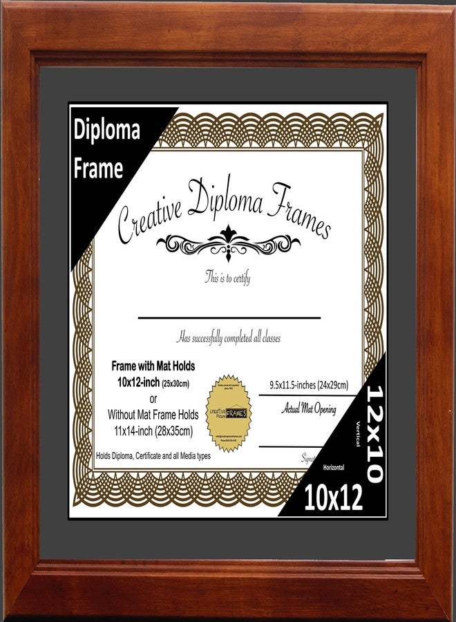 Creative Picture Frames 10x12 Walnut Finish Diploma Frame with Black Mat Glass Easel and Installed Wall Hangers | Frame Holds11x14 Media without Mat - Image 1