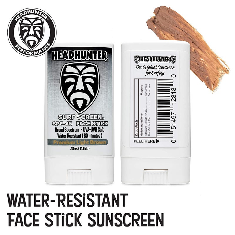 Headhunter Sunscreen Face Stick SPF 45, Waterproof Surf Sunblock for Waterman, Water-Resistant Facial Sunscreen for Ultra-Sport Protection and Solar Defense (80 min), Tinted Light Brown (1 pack) - Image 2