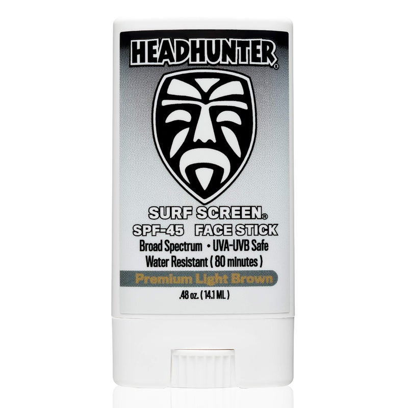 Headhunter Sunscreen Face Stick SPF 45, Waterproof Surf Sunblock for Waterman, Water-Resistant Facial Sunscreen for Ultra-Sport Protection and Solar Defense (80 min), Tinted Light Brown (1 pack) - Image 1