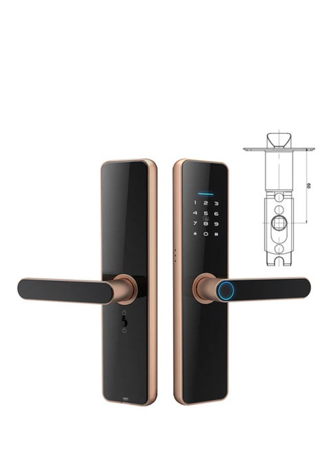 Smart Door Lock 5-IN-1 Unlock Method, With TTlock/Tuya App, Fingerprint,Password, Card Interior, Key, Smart Door Handle For Home Apartment