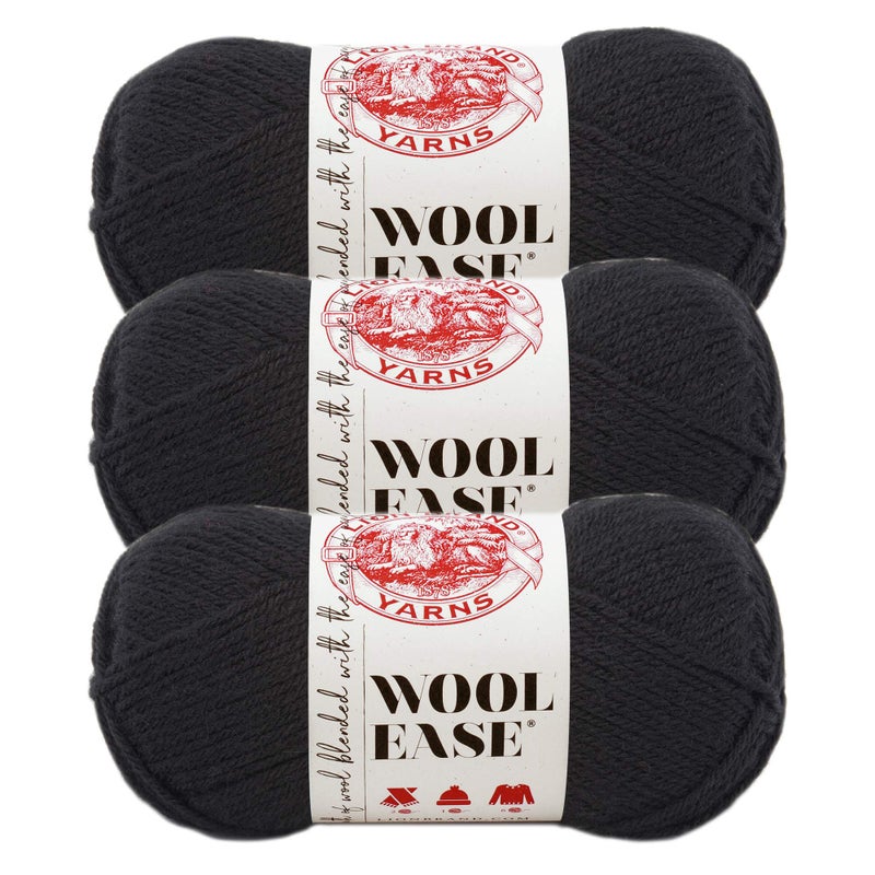 Lion Brand Yarn 3 Pack Lion Brand Yarn WoolEase Yarn Black