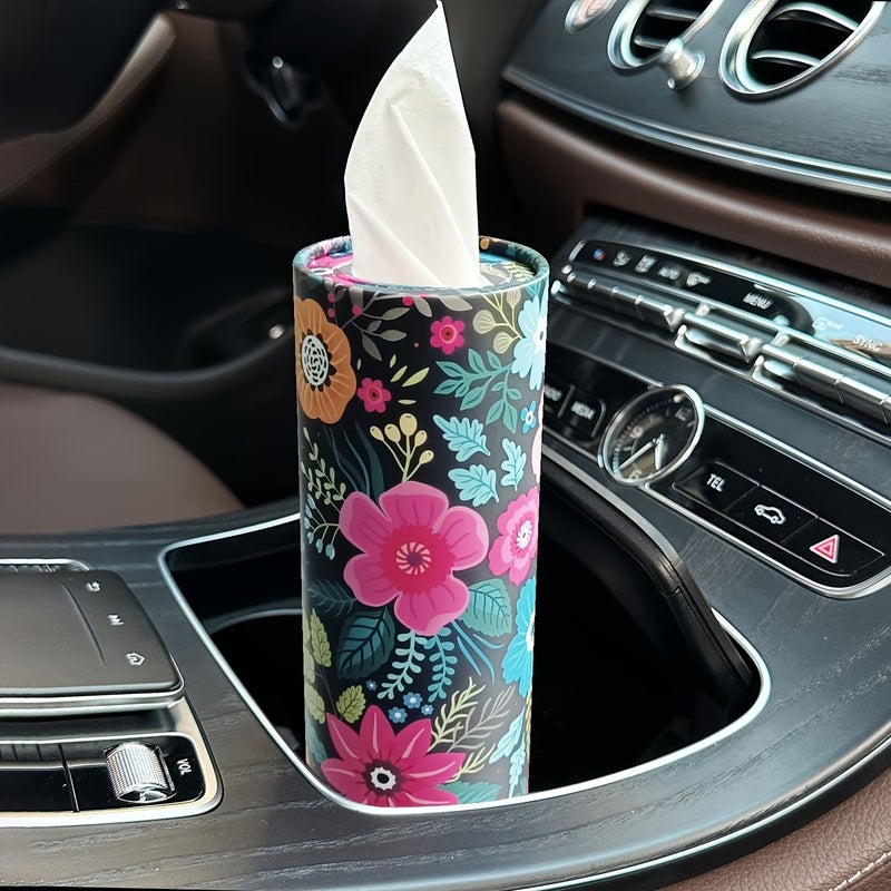 1pc Pink Beauty Flower Car Tissue Box Round Facial Tissue Holder For Car Cup Holder Home Dining Table Ladies Travel Tube - Image 4