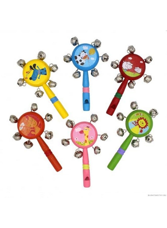 Smile Baby Colorful Wooden Rainbow Baby Handle Jingle Bell Rattle Toys jhun jhuna (Yellow) - Image 3