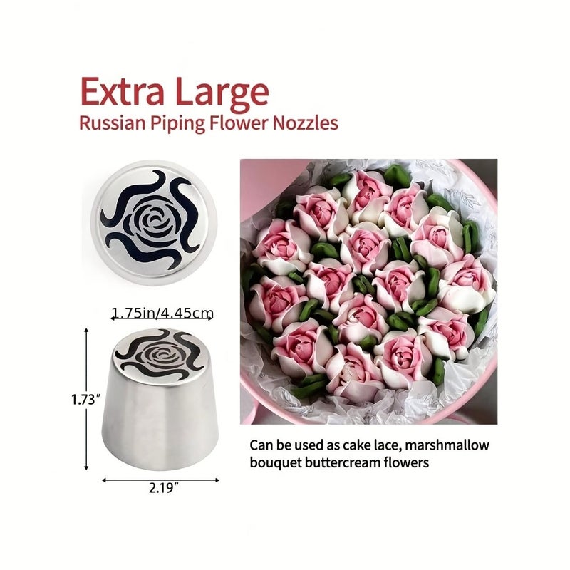 Extra Large Russian Piping Tip Set 6 Stainless Steel Nozzles For 3D Cake Decorations - Image 3