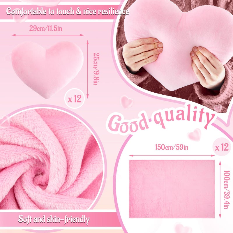 Fanfanwin 96 Pcs Sleepover Party Supplies Pink Spa Birthday Slumber Pajamas Night Galentines Day Party Favors Decoration 12 Pack Throw Blanket, Pillow, Headband, Scrunchies, Eye Mask, Cup, Socks - Image 2