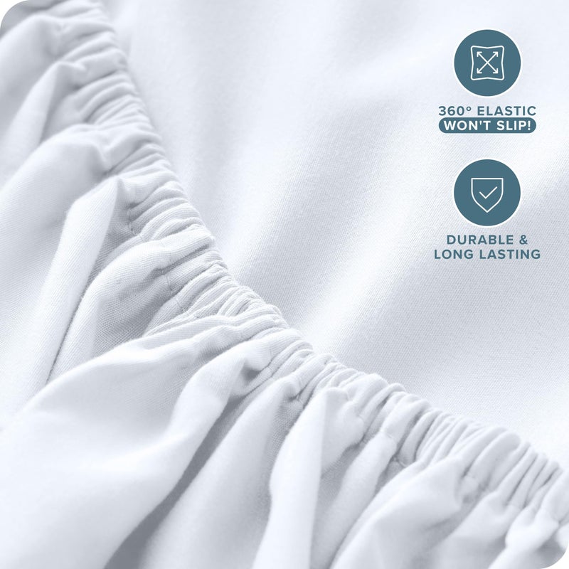 Bare Home Bare Home Queen Fitted Sheet - Extra Deep Pocket Fitted Sheet - Premium 1800 Microfiber - Ultra-Soft Wrinkle Free - Queen Deep Pocket Bottom Sheets (Queen - 11"" to 22"" Pocket  White)  - Image 4