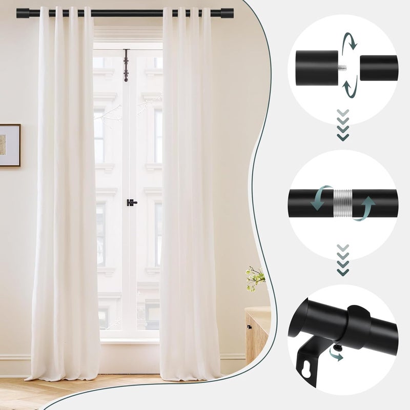 hei! dear Black Curtain Rods for Windows 66 to 120 Inch5510ft1 Inch Diameter Heavy Duty Curtain RodsModern Adjustable Curtain RodCylindrical End Cap Drapery RodsWindow Curtains Rod 36120Matte Black  - Image 4