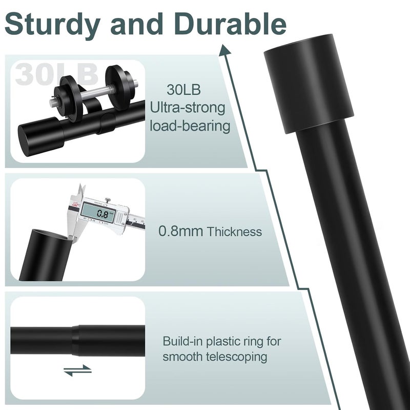 hei! dear Black Curtain Rods for Windows 66 to 120 Inch5510ft1 Inch Diameter Heavy Duty Curtain RodsModern Adjustable Curtain RodCylindrical End Cap Drapery RodsWindow Curtains Rod 36120Matte Black  - Image 2
