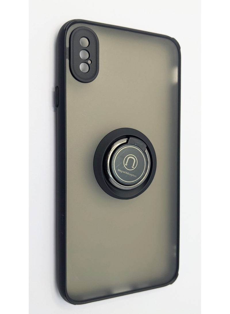 تي دبليو إي جي جي أو أن جراب خلفي واقي مع حلقة مغناطيسية لهاتف iPhone X/Xs أسود مقاس 5.8 بوصة