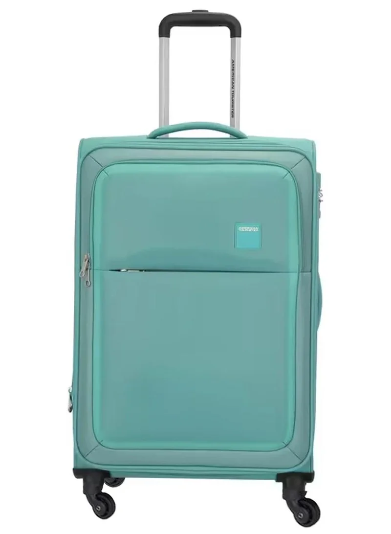 AMERICAN TOURISTER seville suitcase, check-in size 81 cm / 30 inch, 4 wheels, soft top, polyester, green|tsa lock|front storage compartment|inner mesh zippered pocket - 3 years international warranty