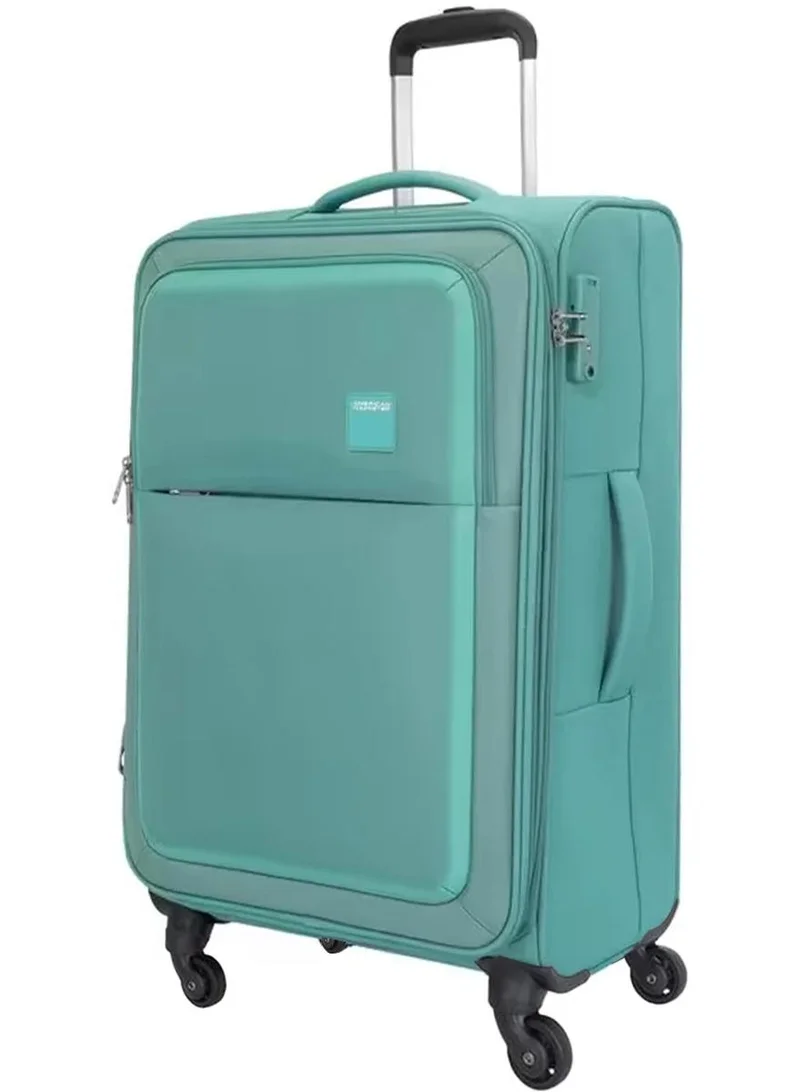 AMERICAN TOURISTER seville suitcase, check-in size 81 cm / 30 inch, 4 wheels, soft top, polyester, green|tsa lock|front storage compartment|inner mesh zippered pocket - 3 years international warranty