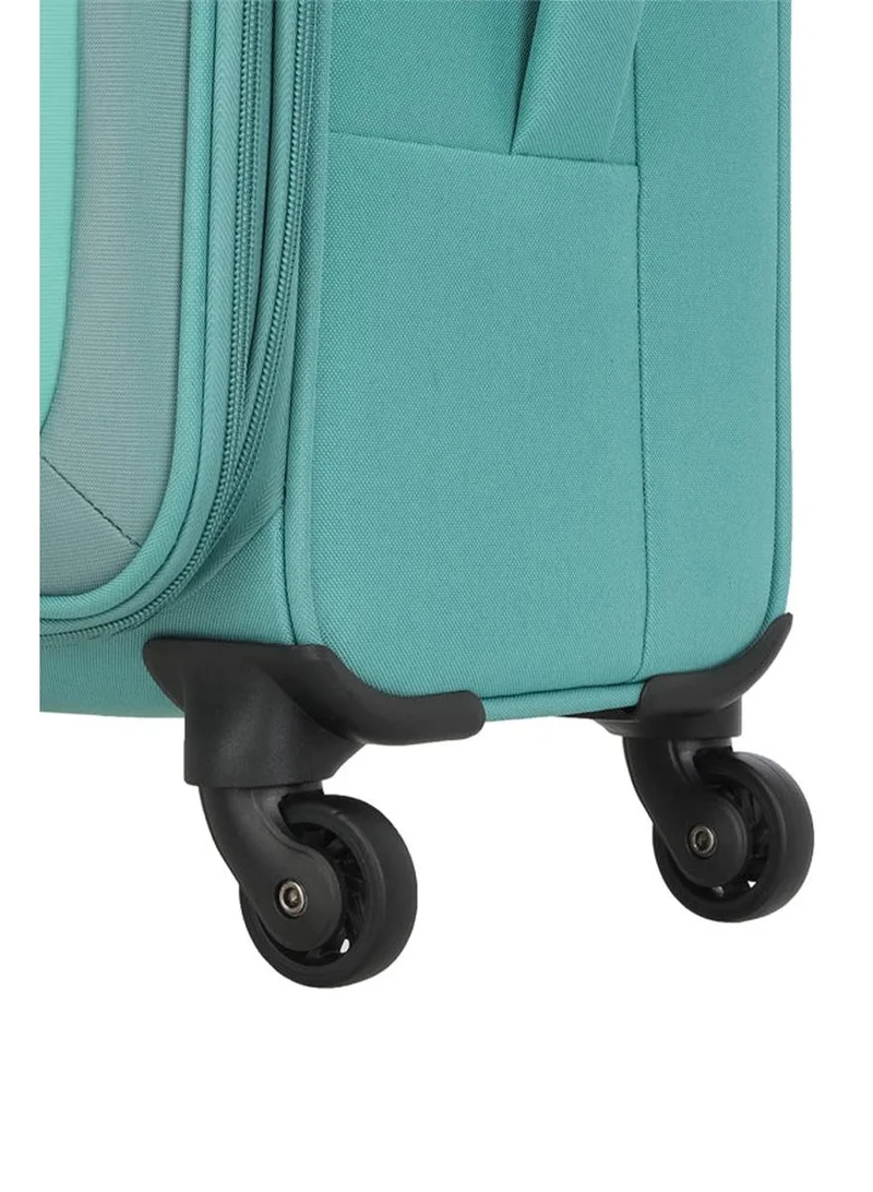 American Tourister green seville suitcase, check-in size 81 cm / 30 inch, 4 wheels, soft top, polyester, green|tsa lock|front storage compartment|inner mesh zippered pocket - 3 years international warranty  | Best Price UAE