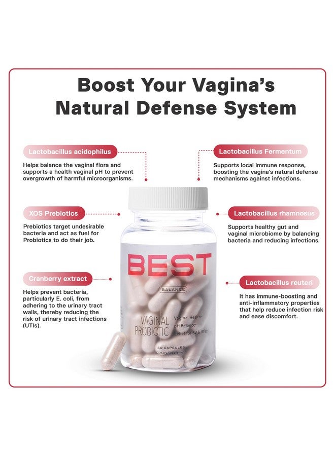 Best Supplements أفضل البروبيوتيك المهبلية للنساء | توازن pH مع البريبايوتكس، مزيج بروبيوتيك لاكتوباسيلوس والتوت البري | مثبت سريرياً، نباتي، بروبيوتيك للنساء لصحة المهبل | إمداد لمدة 30 يومًا - 30 حبة - Image 4
