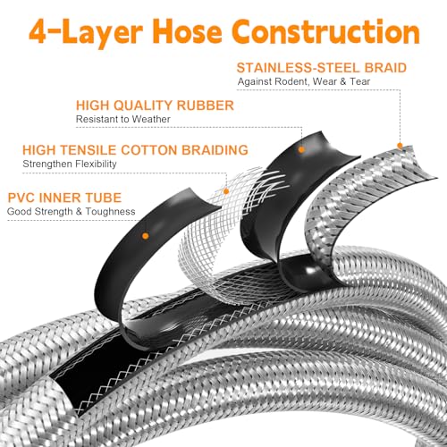 GasSaf 5FT Propane Hose, Propane Adapter 1lb to 20lb Connected, Stainless Braided Hose for Buddy Heaters, Weber Gas Grills, Blackstone Griddles and More - Image 3