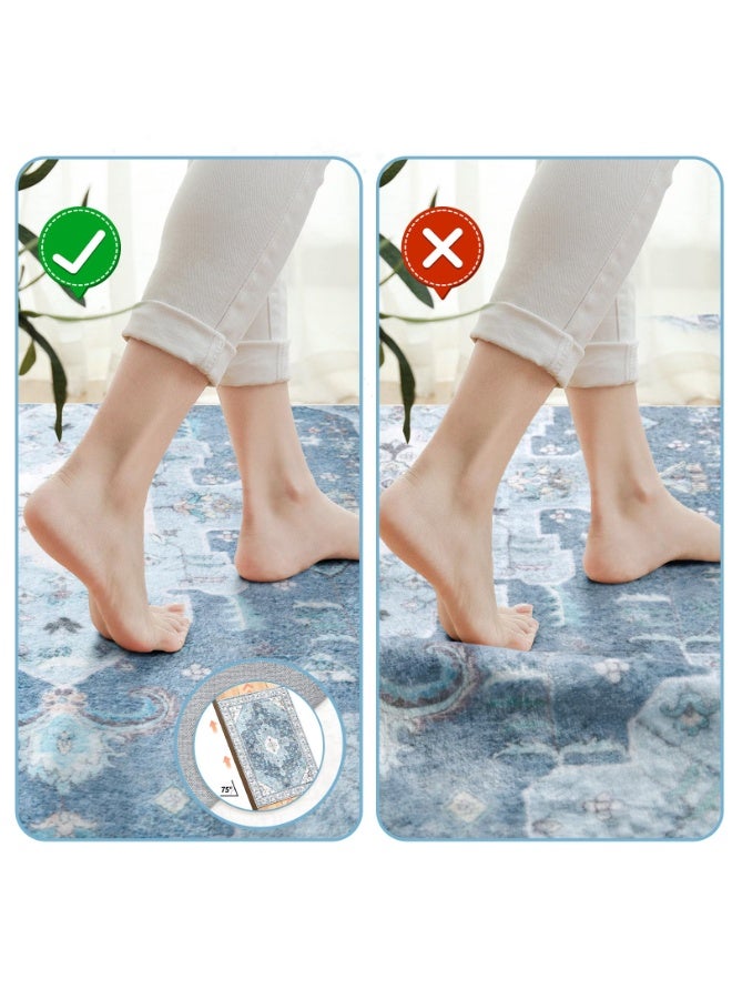 XICEN Boho Area Rug 120*140cm, Washable Large Carpet for Living Room, Ultra Soft Non-Slip Bedroom Rug- Print Vintage Flora Carpet Rug for Dining Room Dorm Office Home Decor - Image 4