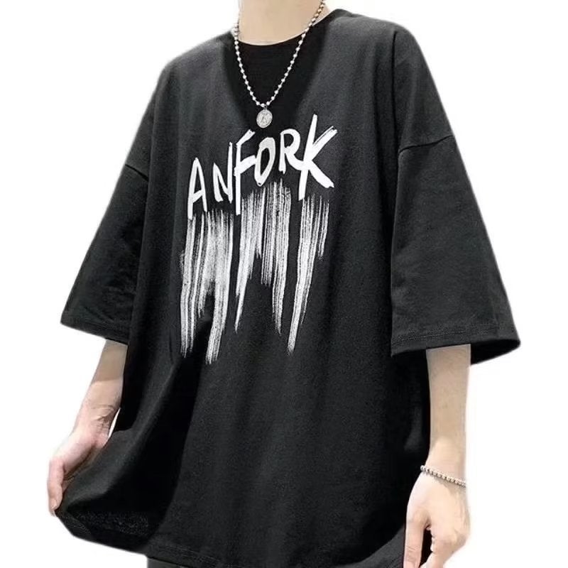 Fashionable Trendy Brand Summer T-Shirt Loose Youth Popular New Round Neck Men'S Urban Style Trendy Printed Half Sleeve - Image 5
