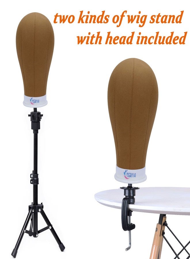 EERYA Wig Stand - 22 Inch Brown Wig Head Stand with Mannequin Head, Tripod for Styling, Displaying Wigs - Image 5