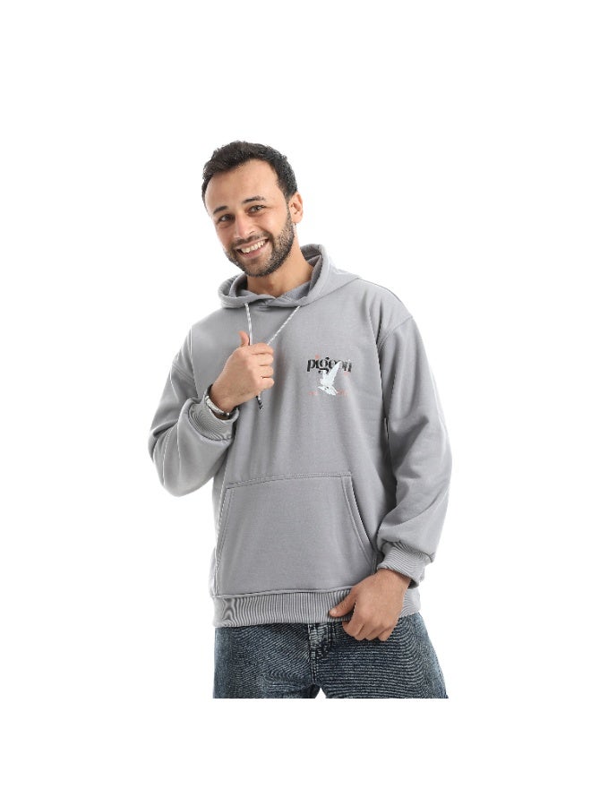 Caesar Men's oversized hoodie with a hood and prints on the chest and back - Image 1