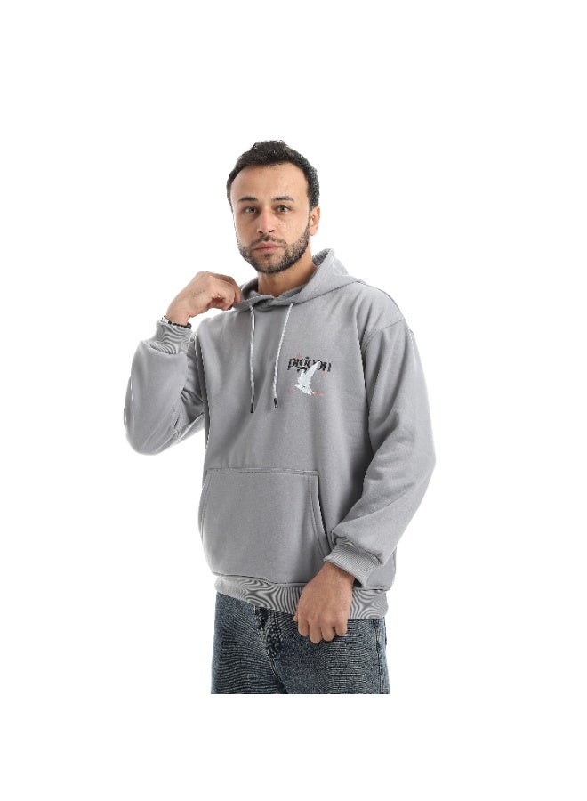 Caesar Men's oversized hoodie with a hood and prints on the chest and back - Image 2