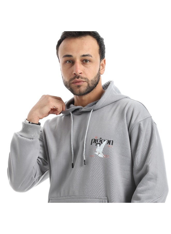 Caesar Men's oversized hoodie with a hood and prints on the chest and back - Image 5