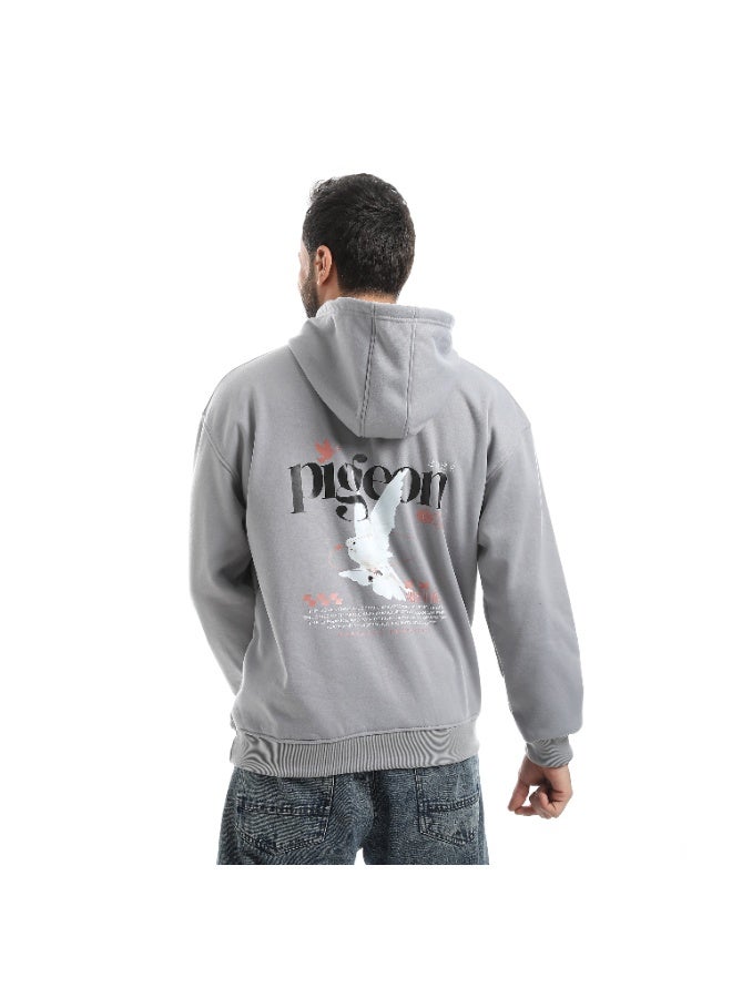Caesar Men's oversized hoodie with a hood and prints on the chest and back - Image 3