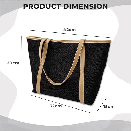 Kraptick Tote Bags – Stylish Shoulder Tote Bag Everyday Use For Women, Reusable Compact Tote Bag Perfect as a Grocery, Shopping Bags for Grocery (Black) - Image 3