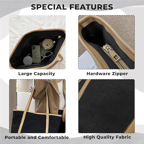 Kraptick Tote Bags – Stylish Shoulder Tote Bag Everyday Use For Women, Reusable Compact Tote Bag Perfect as a Grocery, Shopping Bags for Grocery (Black) - Image 5