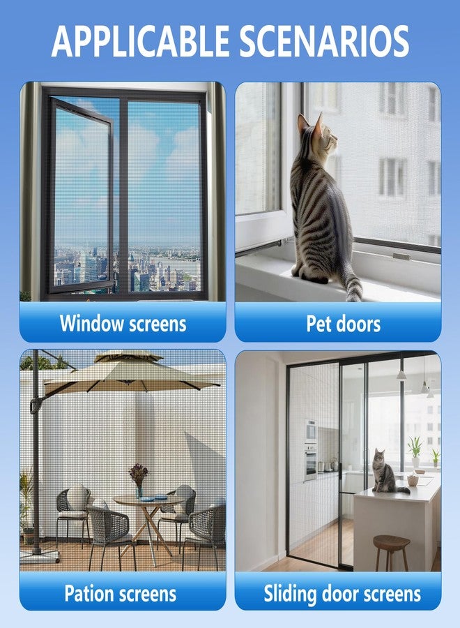 LONGEAS Pet Proof Window Screen Replacement Kit,39" W x 197"L Durable Window Screen Mesh for Patio Porch Door Windows with Rolling Tool and Screen Retainer Spline - Image 5