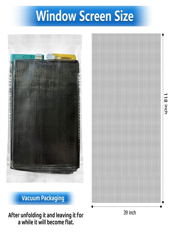LONGEAS Pet Proof Window Screen Replacement Kit,39" W x 197"L Durable Window Screen Mesh for Patio Porch Door Windows with Rolling Tool and Screen Retainer Spline - Image 2